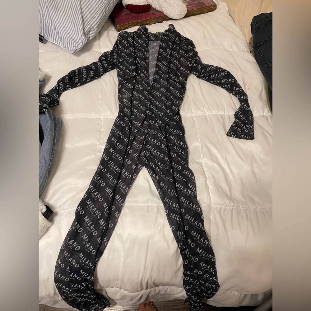 Milano di Rouge sheer monogram jumpsuit